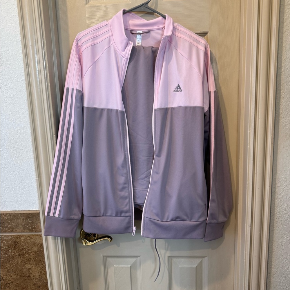 Adidas Two-Tone Pink and Purple Track Suit Jacket w/ Wide Leg Pants